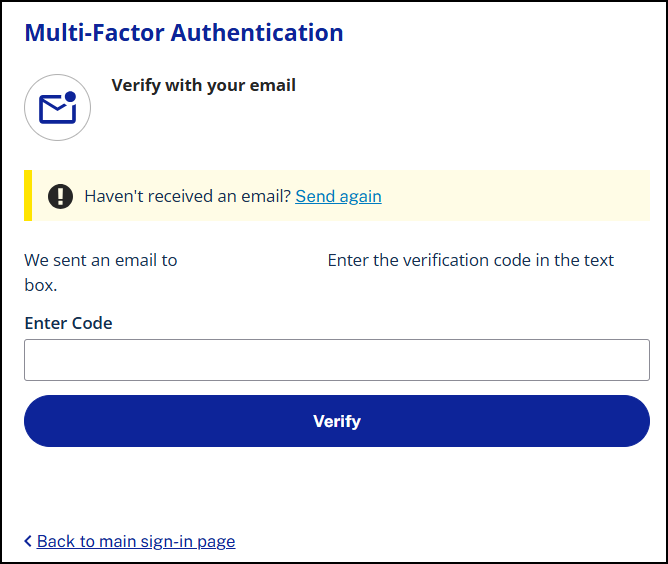 pantalla de verificación de MFA