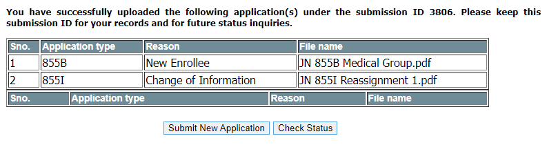 Successful submission