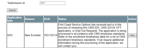This image shows the screen where a user has searched submissions for decision letters.