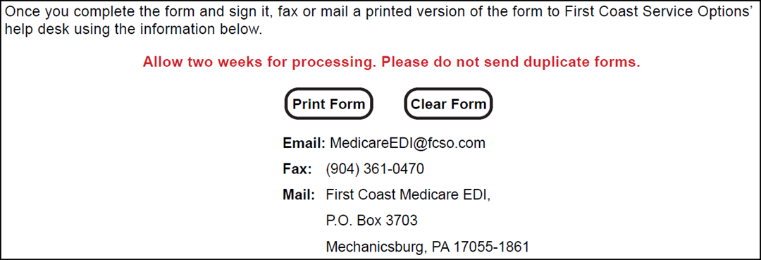 Submit completed form