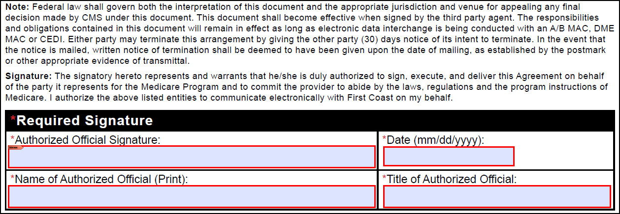 Required signature