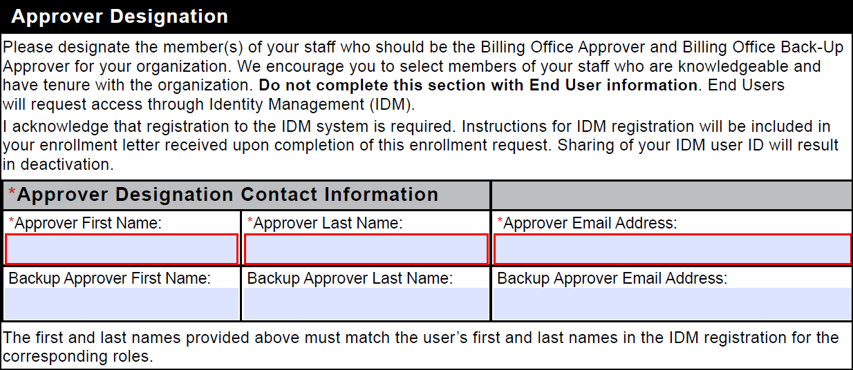 Designación del aprobador