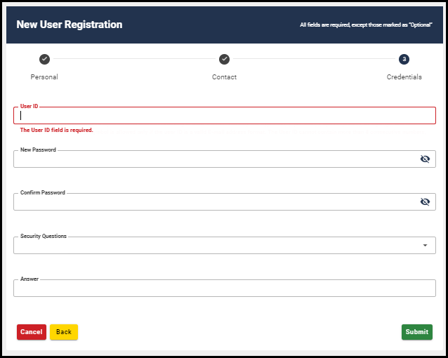 new user registration screen 3