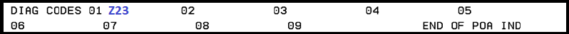   Example of diagnosis code reporting of z23