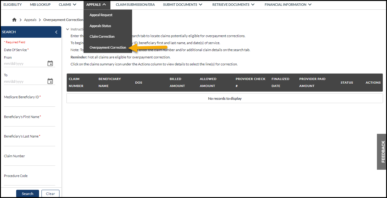 Part B – Overpayment Correction