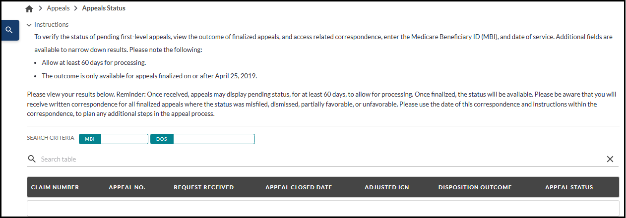 Part B - Appeals Status